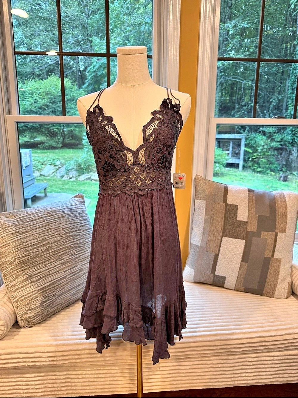 Free People FP ONE Lace Adella Slip Dress Purple Size Large NWT